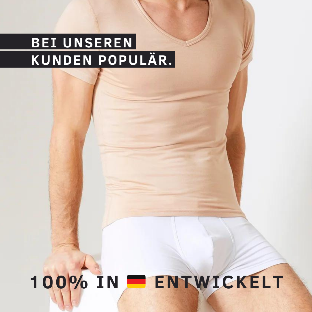 Herren Kurzarm-Unterhemd in Beige mit V-Ausschnitt – idealer Komfort und dezenter Stil