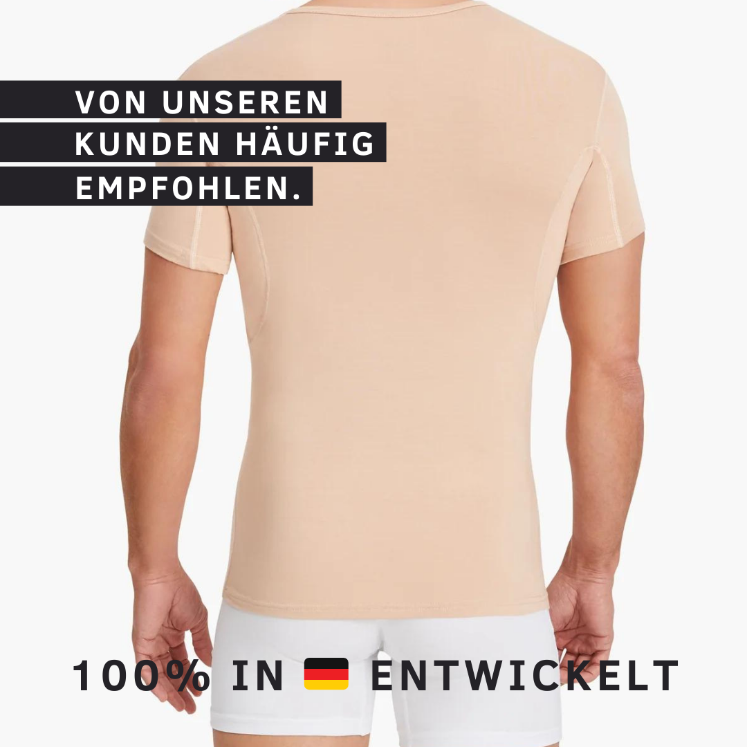 Herren Anti-Schweiß Shirt mit V-Ausschnitt in Beige – Komfort pur