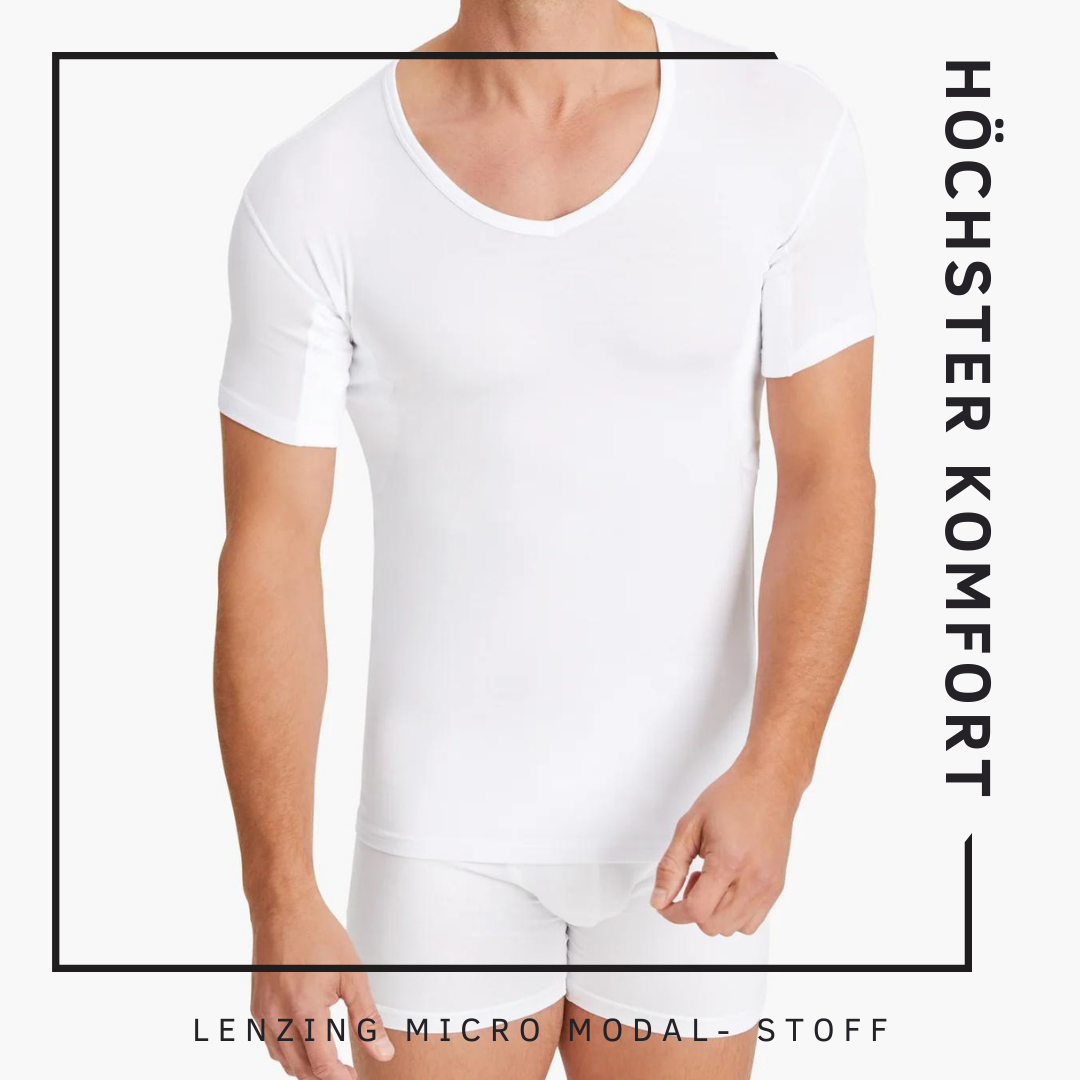 Herren Anti-Schweiß Shirt mit V-Ausschnitt in Weiß – Komfort pur