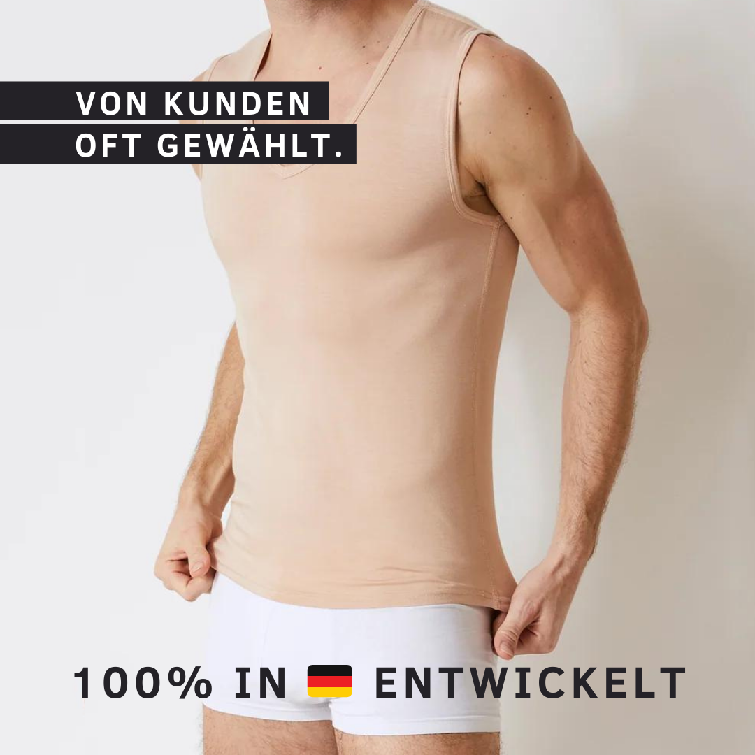 Herren Ärmelloses Unterhemd in Beige mit V-Ausschnitt