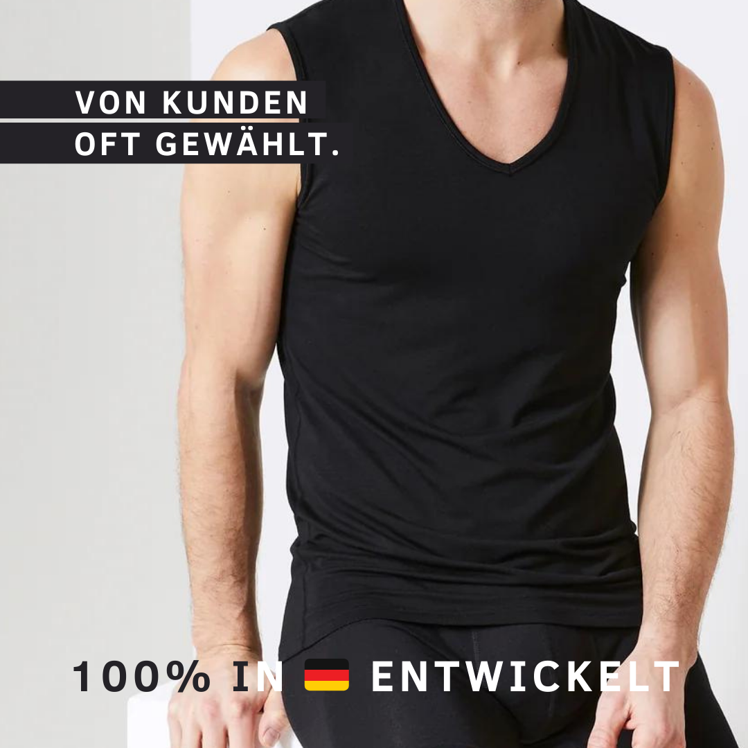 Herren Ärmelloses Unterhemd in Schwarz mit V-Ausschnitt
