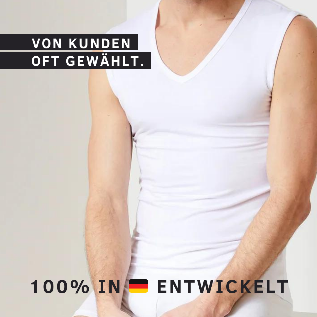 Herren Ärmelloses Unterhemd in Weiß mit V-Ausschnitt